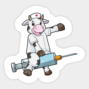 Cow as Nurse with Heart & Syringe Sticker